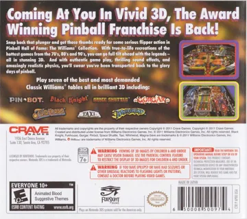 Pinball Hall of Fame - The Williams Collection (Usa) box cover back